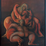 4. Giancarlo Airoldi, Figure, tecnica mista su tavola, 100×90